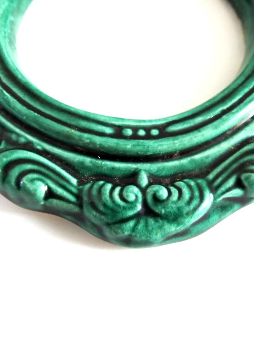 Vintage Ornate Green Round Wall Picture Frame 5”x6” (3” Image)